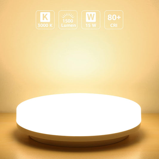 Lepro 8.7-Inch Waterproof LED Flush Mount Ceiling Light (15W, 1500LM, Low Profile, 3000K Soft Warm White)