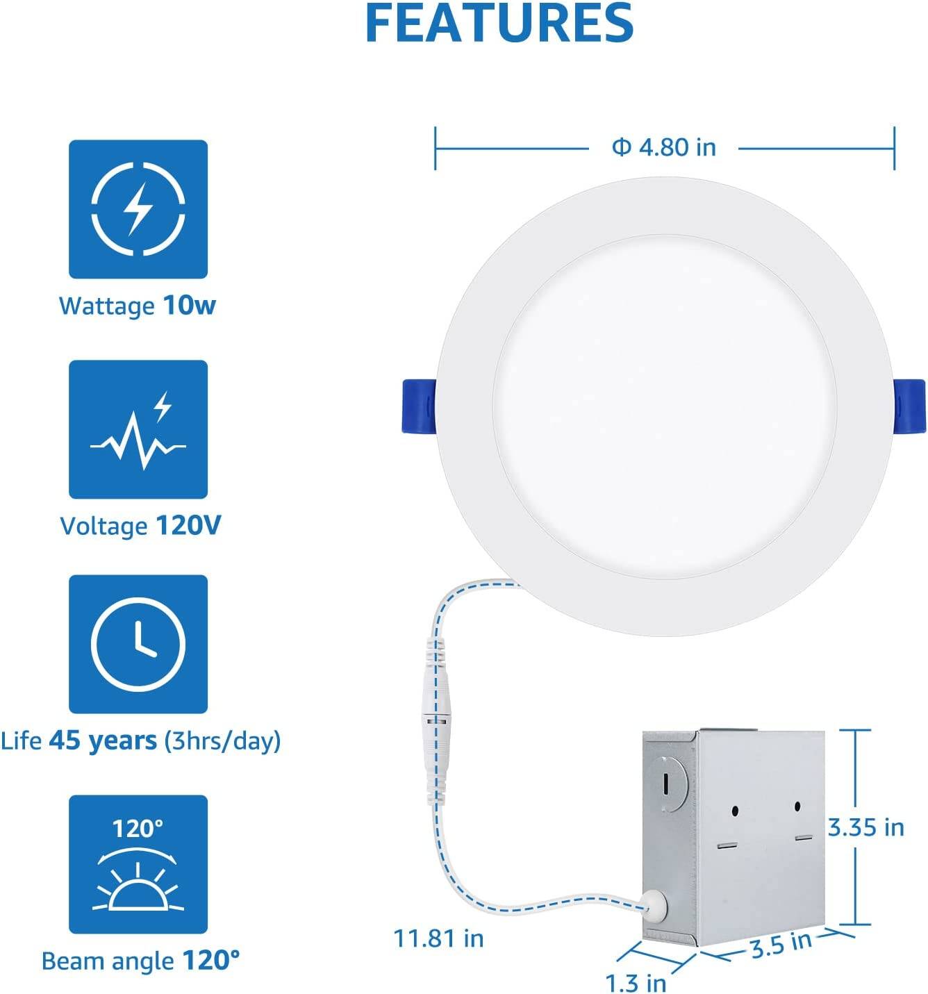 Lepro 6 Pack LED Recessed Lighting DW