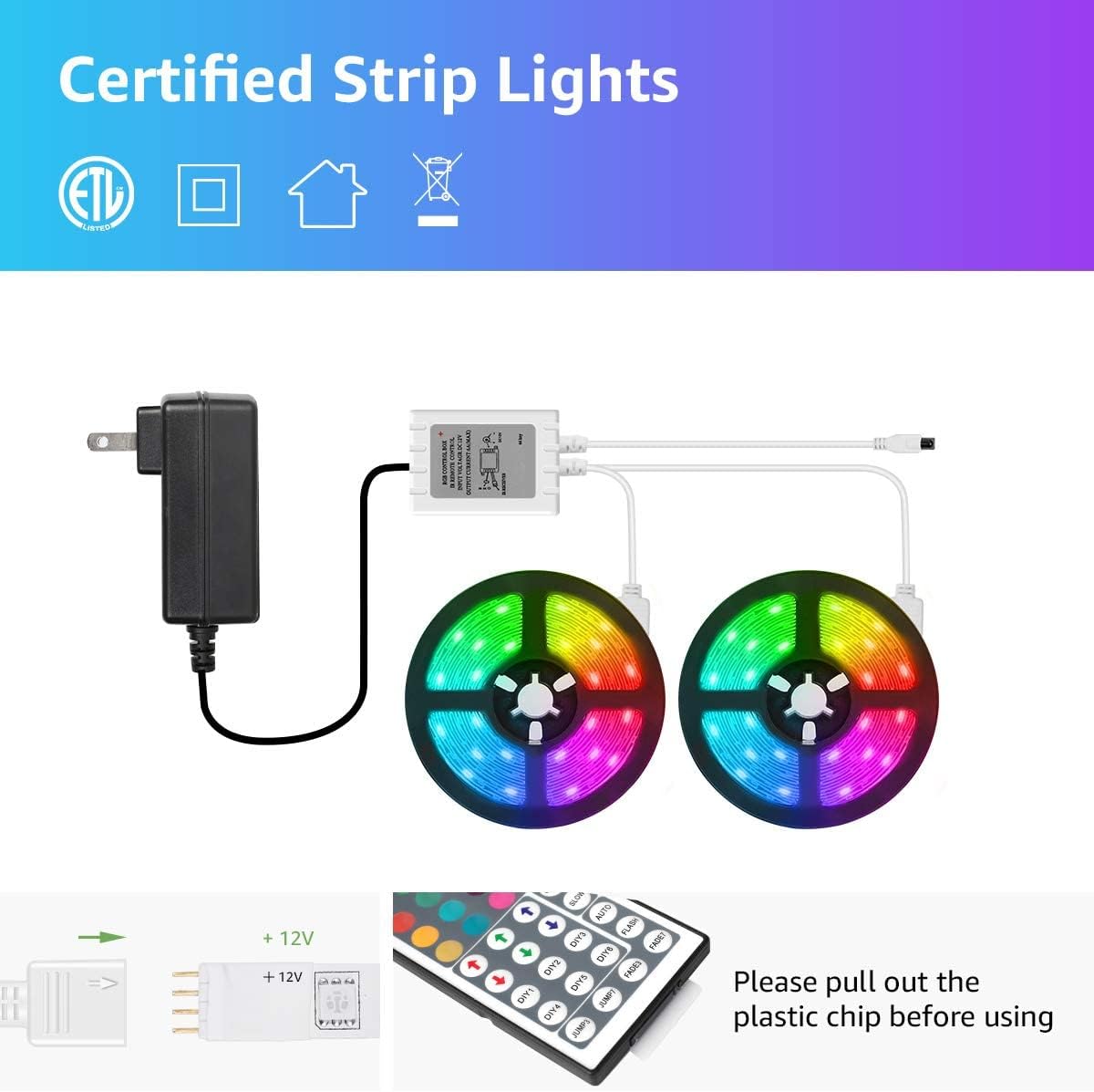 Lepro 32.8ft Waterproof RGB LED Strip Lights Kit