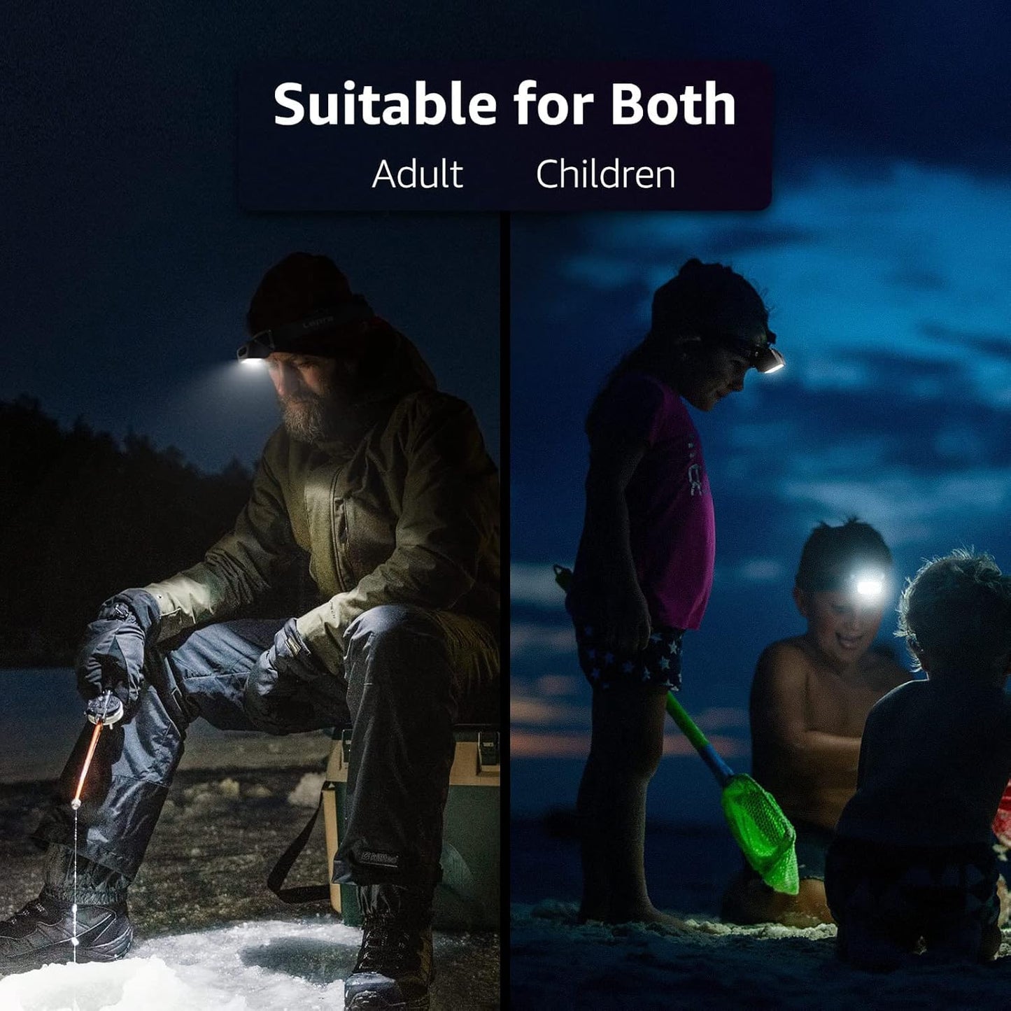 Lepro Battery Powered LED Headlamp Flashlights (2-Pack, Adjustable,Lightweight,Waterproof)