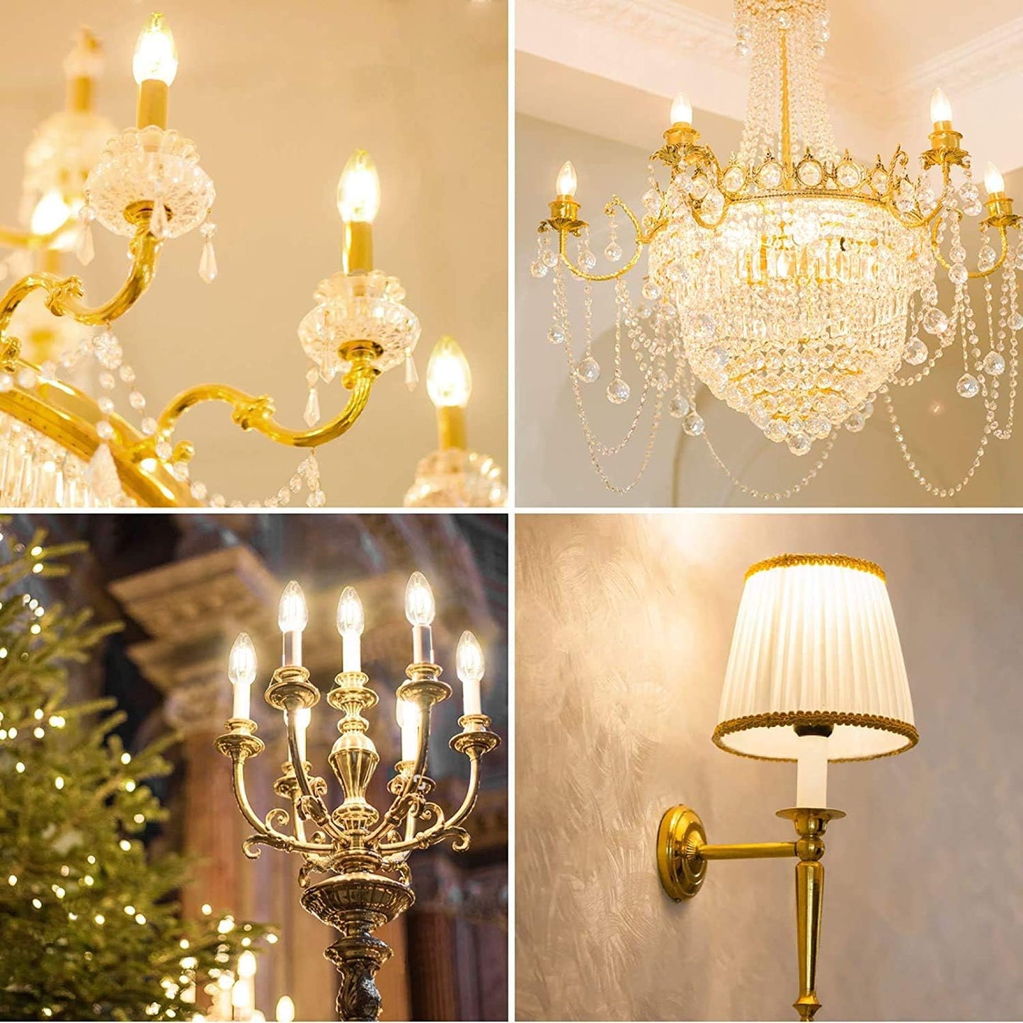 Lepro B11 LED Candelabra Bulbs, E12 Base, Dimmable, 5.5W (60W Equivalent), 500 Lumens, 2700K Warm White, Filament Clear Glass