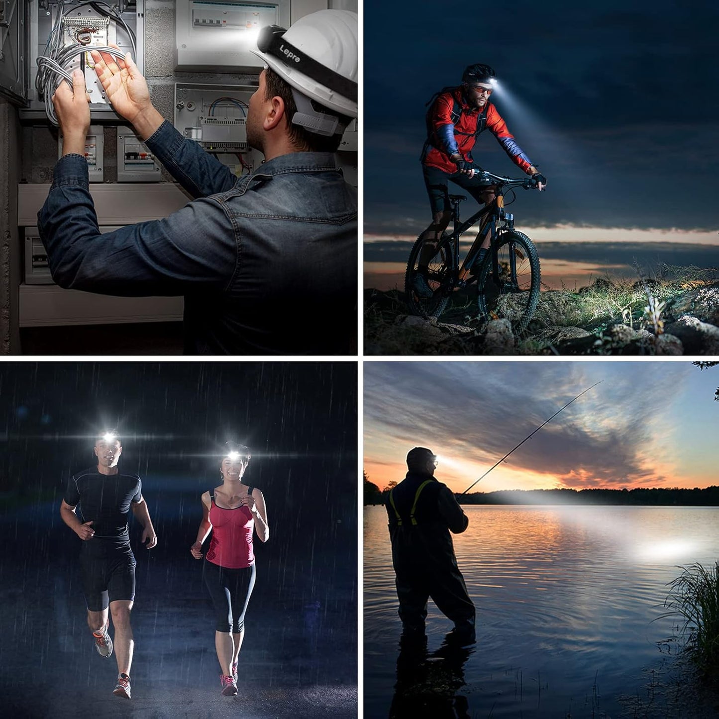 Lepro LED Rechargeable Headlamp Flashlights with Motion Sensor (2-Pack)