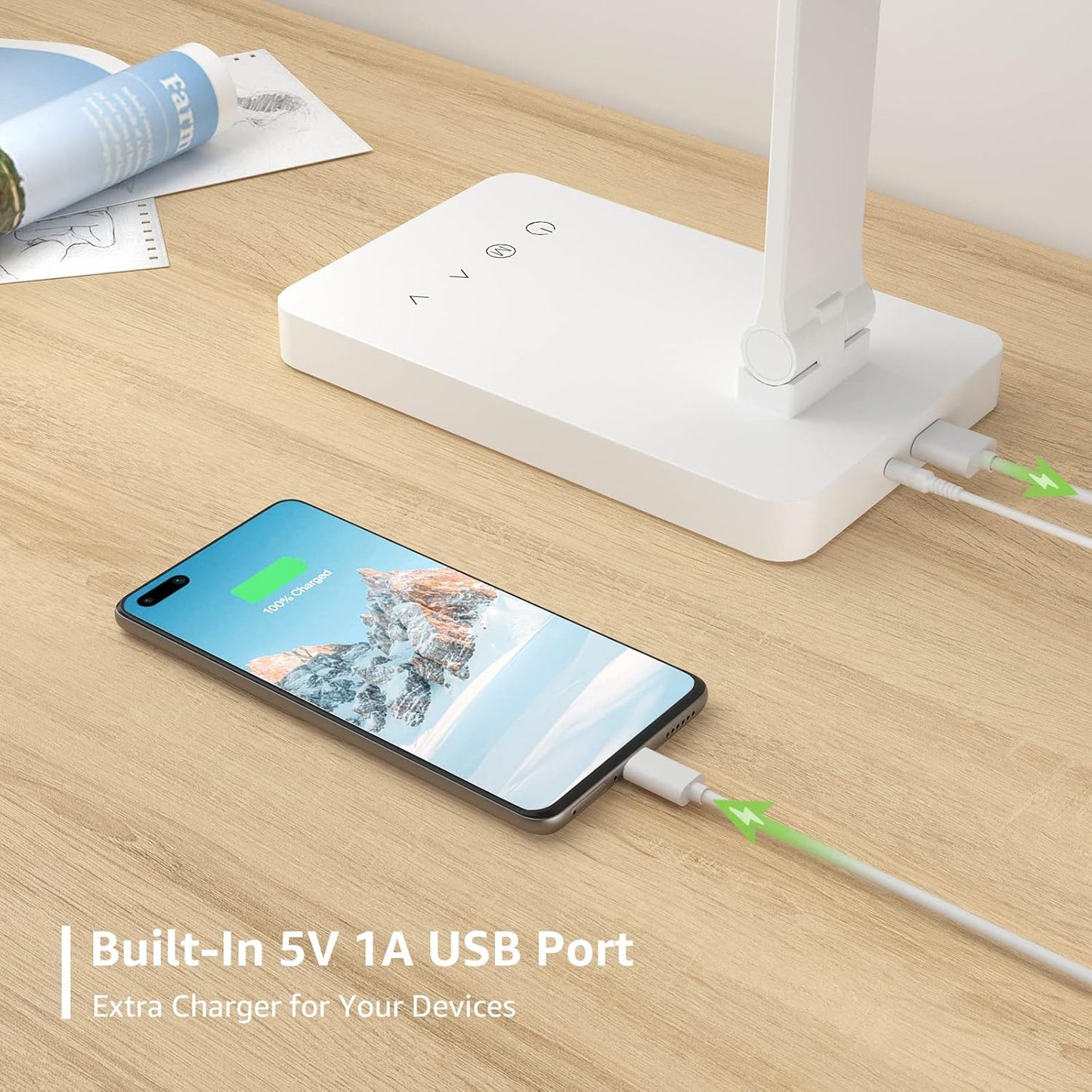 Lepro LED Desk Lamp (Dimmable, with USB Charging Port)