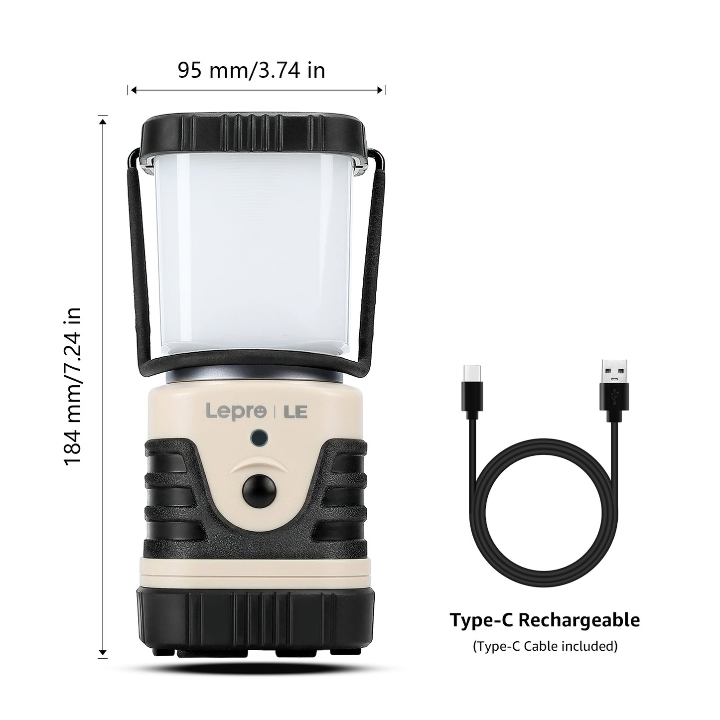 Lepro 1000LM LED Camping Lantern Rechargeable with 4 Light Modes, White