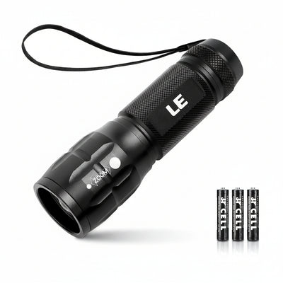 Lepro Portable LED Flashlight (Black, High Lumens, Waterproof, AAA Batteries Included)