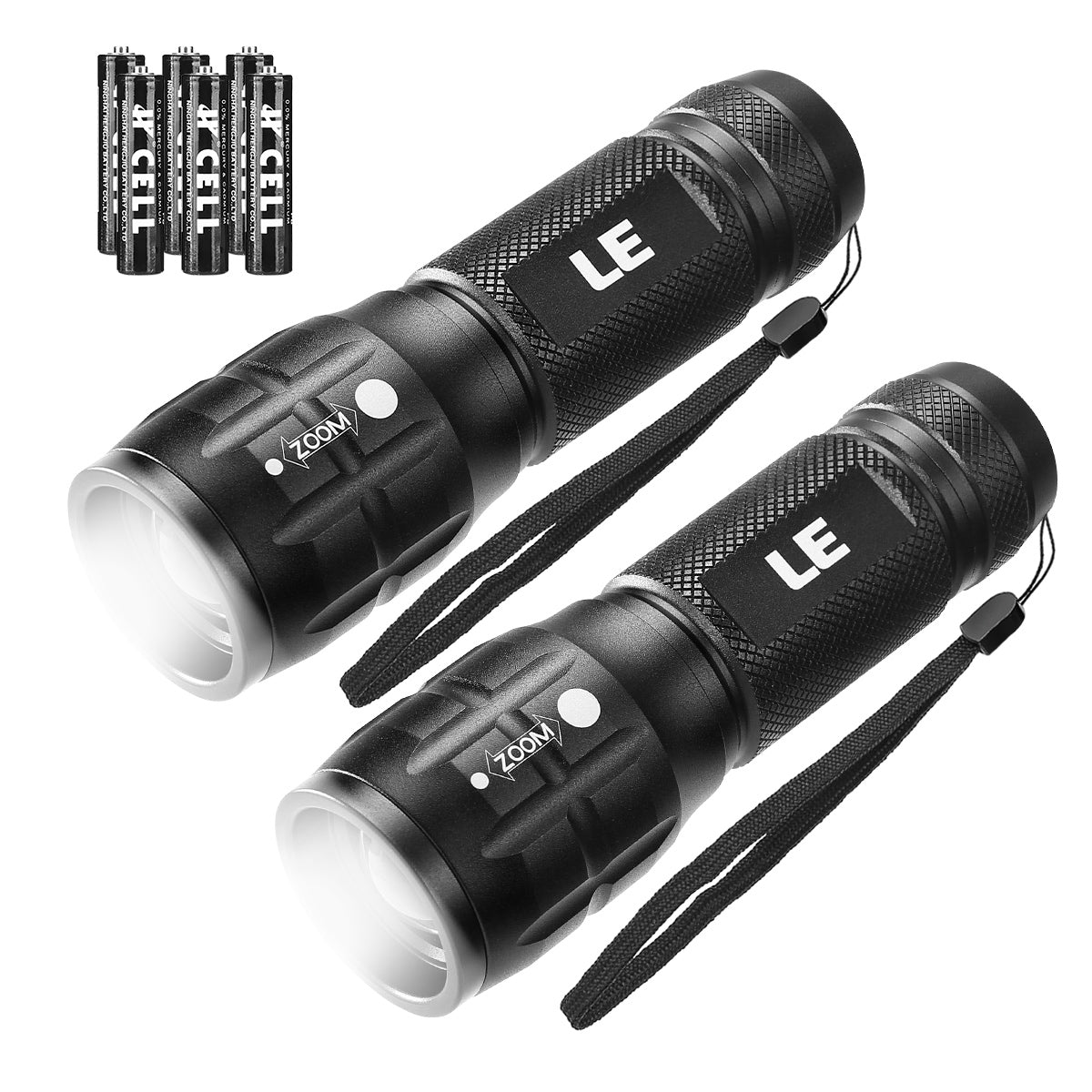 Lepro Portable LED Flashlight (Black, High Lumens, Waterproof, AAA Batteries Included)