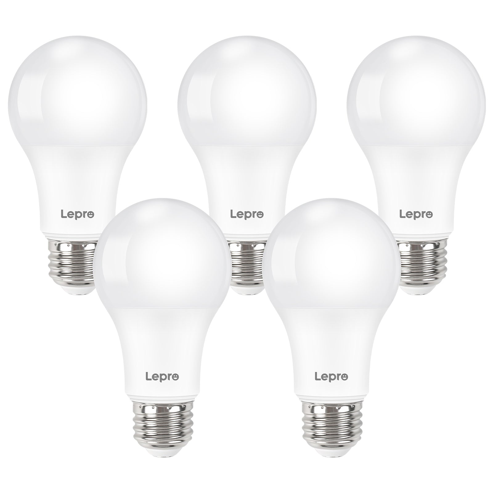 Lepro A19 Dimmable LED Light Bulbs, E26 Base, 9.5W (60W Equivalent), 800 Lumens, 5000K Daylight, UL Listed