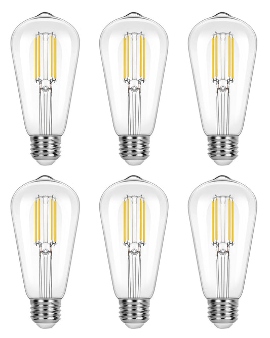 Lepro ST19 Vintage Edison LED Bulbs, Dimmable, E26 Base, 8W (60W Equivalent), 800 Lumens, 2700K Warm White, Clear Glass
