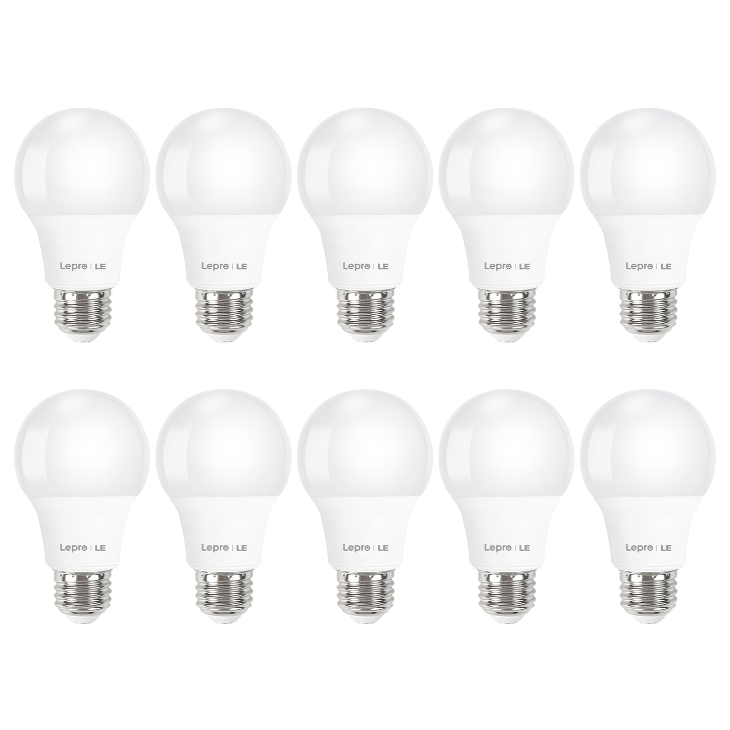 Lepro A19 LED Light Bulb, 2700K Warm White, 800 Lumens, E26 Medium Base, Non-Dimmable, 9W (60W Equivalent)