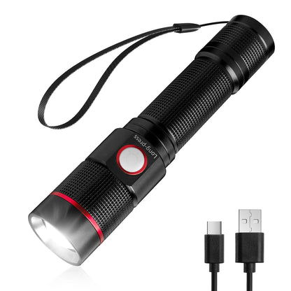 Lepro LED Flashlight Rechargeable, 3W 7500K, 5V Input, with Type-A to Type-C Cable, IPX4 Waterproof, Zoomable, 5 Lighting Modes, 150LM