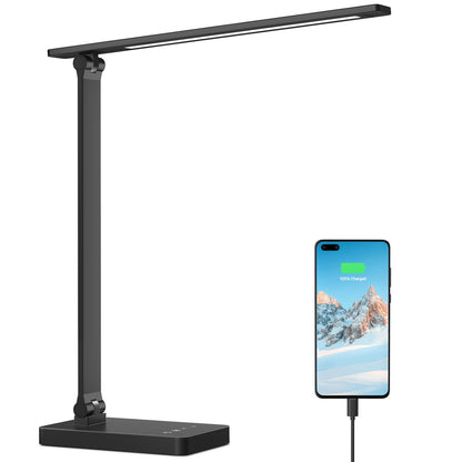 Lepro LED Desk Lamp (Dimmable, Black, with USB Charging Port)