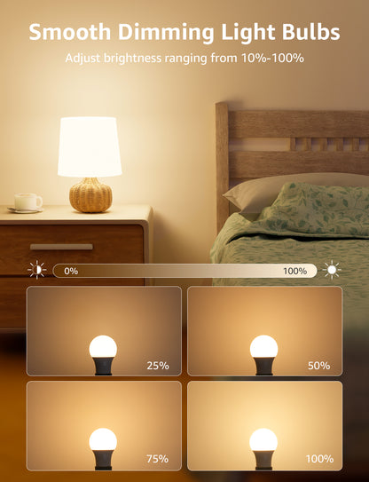 Lepro A19 Dimmable LED Light Bulbs, E26 Base, 9.5W (60W Equivalent), 800 Lumens, 2700K Warm White, UL Listed