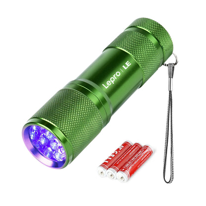 Lepro 365nm UV Flashlight, Small Portable Black Light Detector for Invisible Ink Pens, Dog Cat Pet Urine Stain, AAA Batteries Included