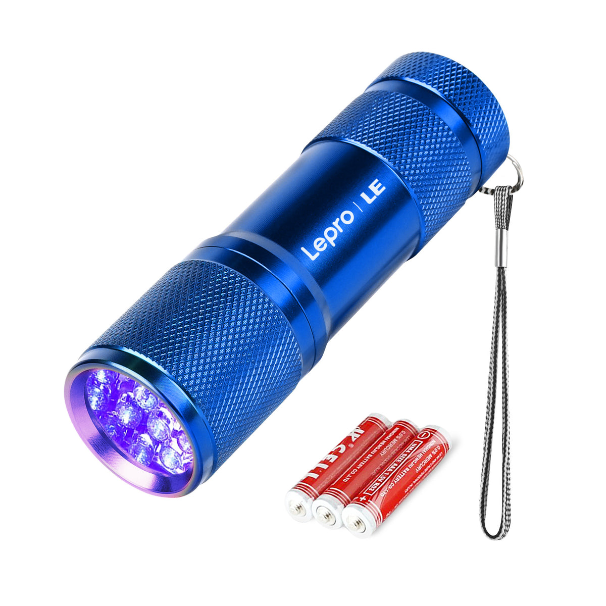 Lepro 365nm UV Flashlight, Small Portable Black Light Detector for Invisible Ink Pens, Dog Cat Pet Urine Stain, AAA Batteries Included, Blue