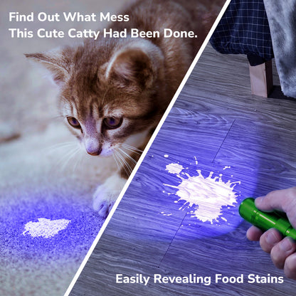 Lepro 365nm UV Flashlight, Small Portable Black Light Detector for Invisible Ink Pens, Dog Cat Pet Urine Stain, AAA Batteries Included