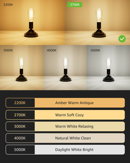 Lepro ST19 Vintage Edison LED Bulbs, Dimmable, E26 Base, 8W (60W Equivalent), 800 Lumens, 2700K Warm White, Clear Glass