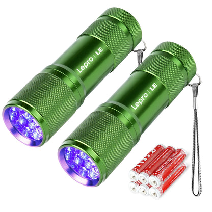 Lepro 365nm UV Flashlight, Small Portable Black Light Detector for Invisible Ink Pens, Dog Cat Pet Urine Stain, AAA Batteries Included