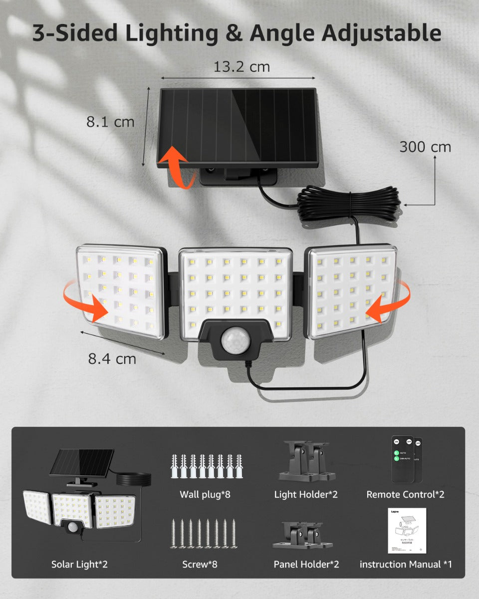 Lepro Solar Motion Sensor Security Lights (2 Packs)