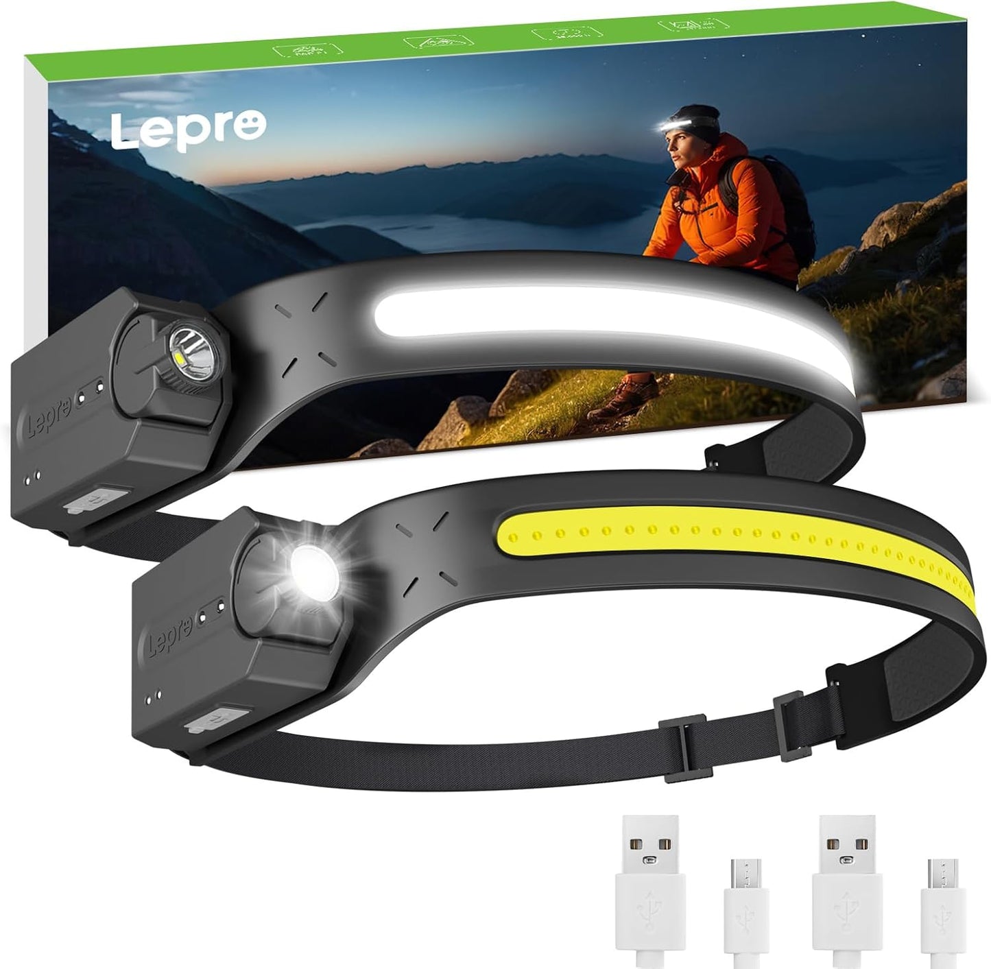 Lepro Rechargeable LED Headlamp with Motion Sensor