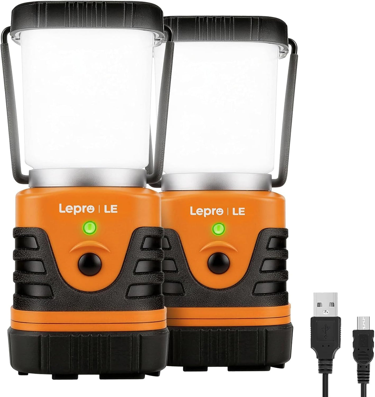 Lepro 1000LM LED Camping Lantern Rechargeable with 4 Light Modes, Orange