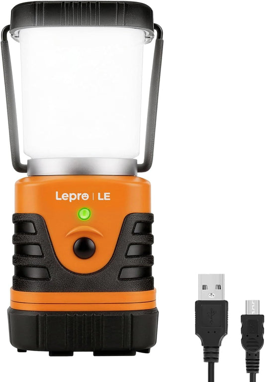 Lepro 1000LM LED Camping Lantern Rechargeable with 4 Light Modes, Orange