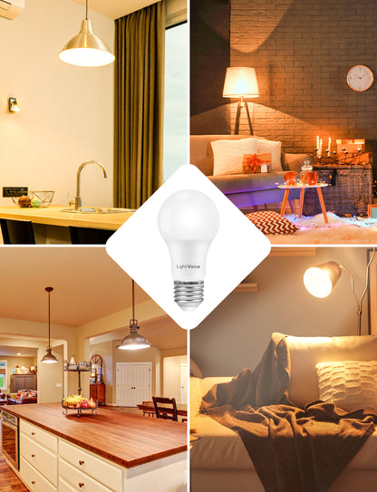 LightVioce A19 Dimmable LED Light Bulbs