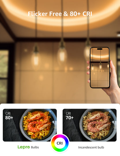 Lepro B11 LED Candelabra Bulbs, E12 Base, Dimmable, 5.5W (60W Equivalent), 500 Lumens, 2700K Warm White, Filament Clear Glass