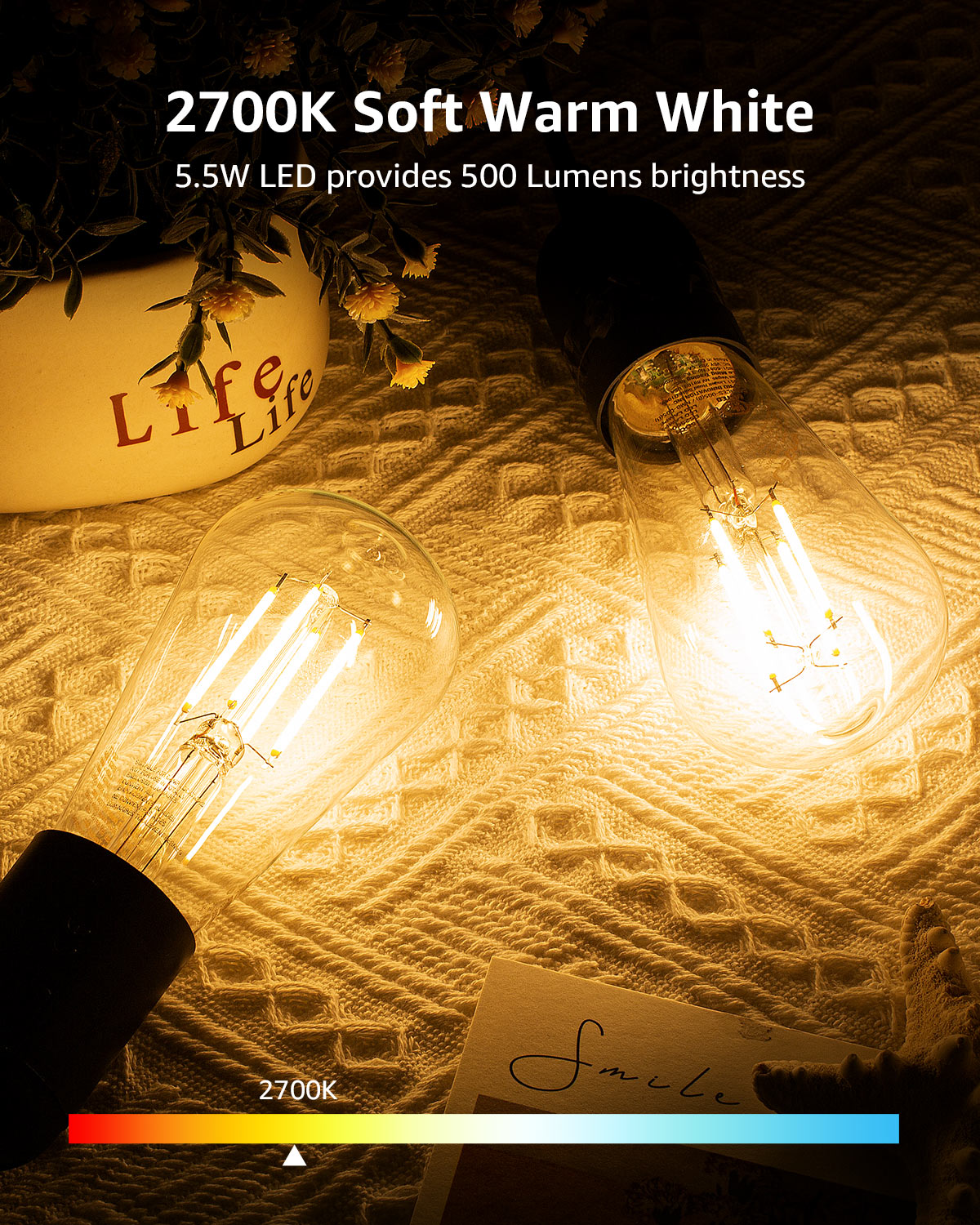 Lepro ST19 Vintage Edison LED Bulbs, Dimmable, E26 Base, 8W (60W Equivalent), 800 Lumens, 2700K Warm White, Clear Glass