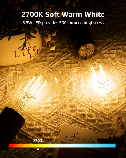 Lepro ST19 Vintage Edison LED Bulbs, Dimmable, E26 Base, 8W (60W Equivalent), 800 Lumens, 2700K Warm White, Clear Glass