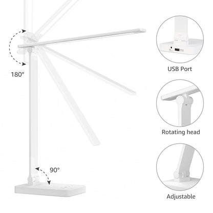Lepro LED Desk Lamp (Dimmable, with USB Charging Port)