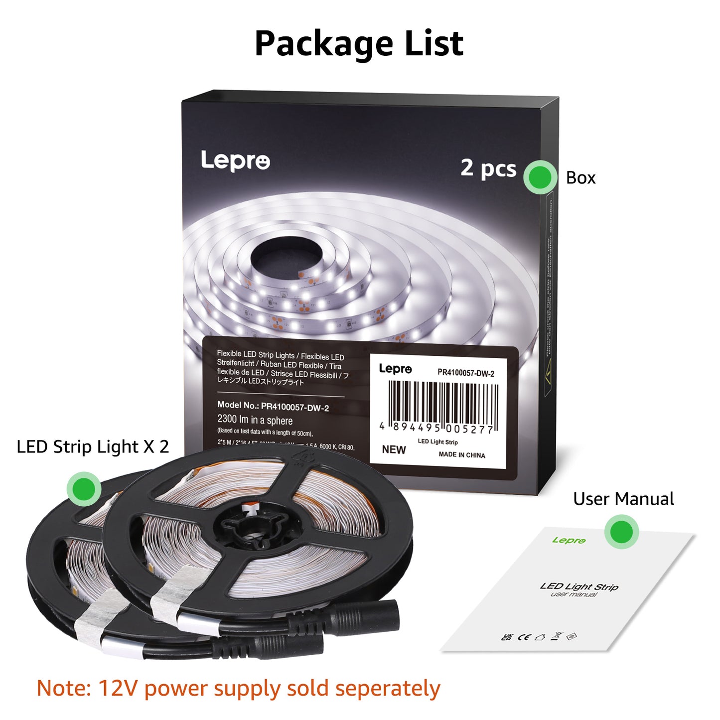 Lepro Flexible LED Light Strip (16.4ft, Daylight White, Cuttable)