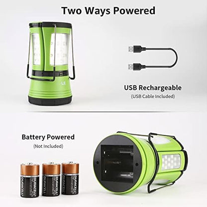 Lepro Rechargeable Camping Lantern (600 Lumens, Detachable Flashlight with USB & Car Charger)