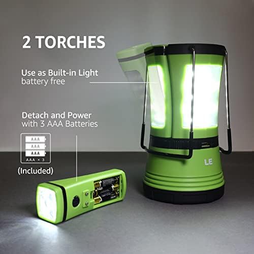 Lepro Rechargeable Camping Lantern (600 Lumens, Detachable Flashlight with USB & Car Charger)