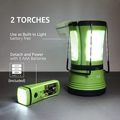 Lepro Rechargeable Camping Lantern (600 Lumens, Detachable Flashlight with USB & Car Charger)