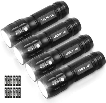 Lepro Portable LED Flashlight – High Lumens, Waterproof (Black, AAA Batteries Included)