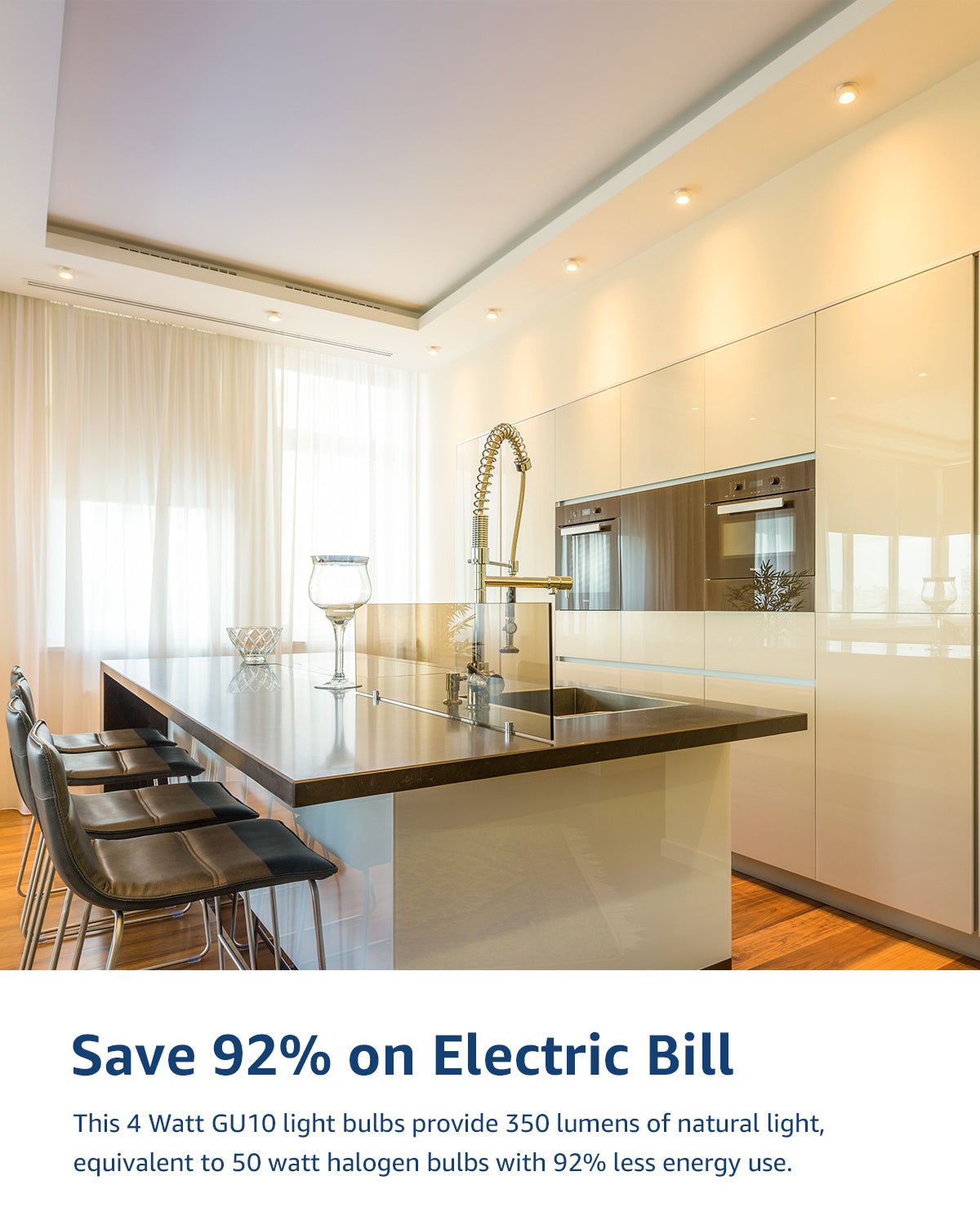 Lepro GU10 LED Light Bulbs, Non-Dimmable, 4W (35W Equivalent), 2700K Warm White, 100° Flood Beam