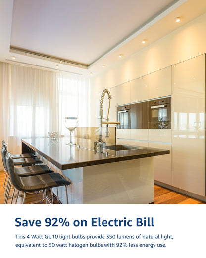 Lepro GU10 LED Light Bulbs, Non-Dimmable, 4W (35W Equivalent), 2700K Warm White, 100° Flood Beam