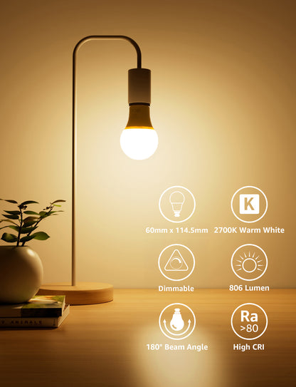 LightVioce A19 Dimmable LED Light Bulbs