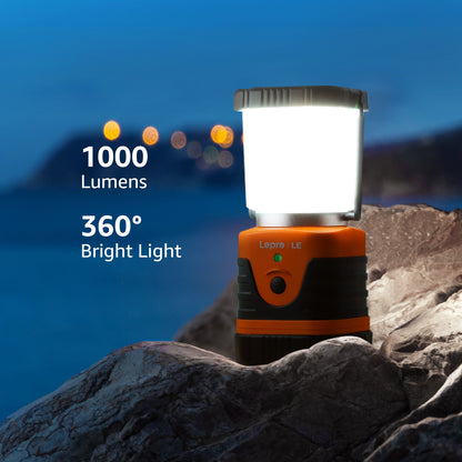 Lepro 1000LM LED Camping Lantern Rechargeable with 4 Light Modes, Orange