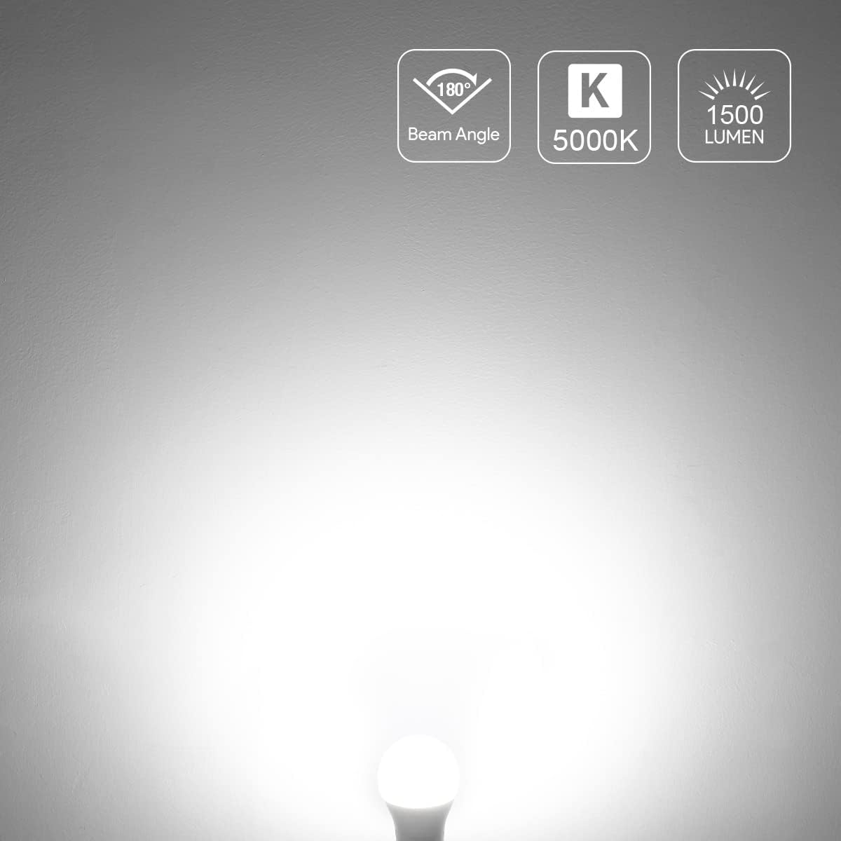 Lepro A19 LED Light Bulb, 5000K Daylight White, 1500 Lumens, E26 Medium Base, Non-Dimmable, 14W (100W Equivalent, Energy Efficiency)