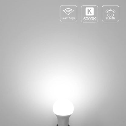 Lepro LED Light Bulbs 60 Watt Eqv Annual Save $6.12 per, 9W 800 Lumens Non-Dimmable, Daylight White 5000K, A19 E26 Standard Medium Base, 10000 Hour Lifetime