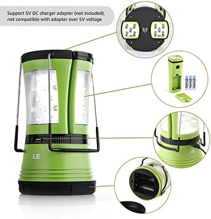 Lepro Rechargeable Camping Lantern (600 Lumens, Detachable Flashlight with USB & Car Charger)