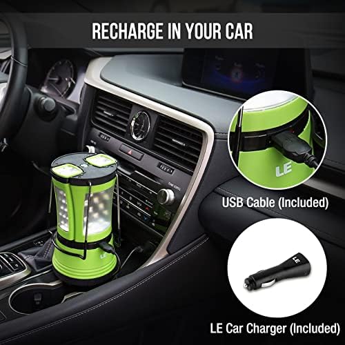 Lepro Rechargeable Camping Lantern (600 Lumens, Detachable Flashlight with USB & Car Charger)