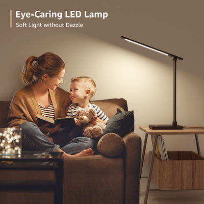 Lepro LED Desk Lamp (Dimmable, Black, with USB Charging Port)