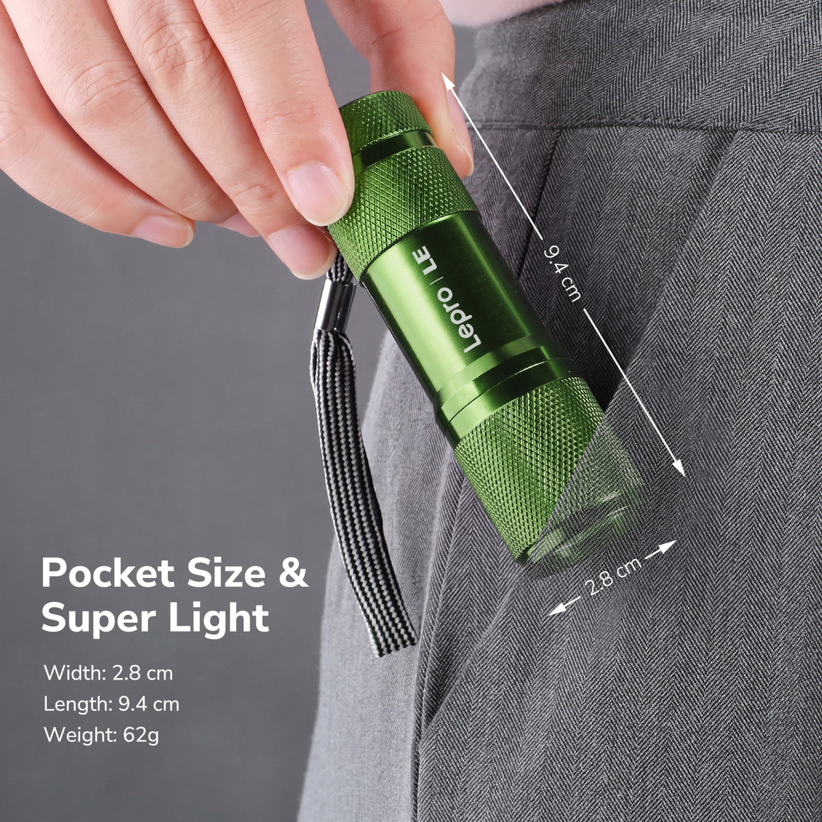Lepro 365nm UV Flashlight, Small Portable Black Light Detector for Invisible Ink Pens, Dog Cat Pet Urine Stain, AAA Batteries Included