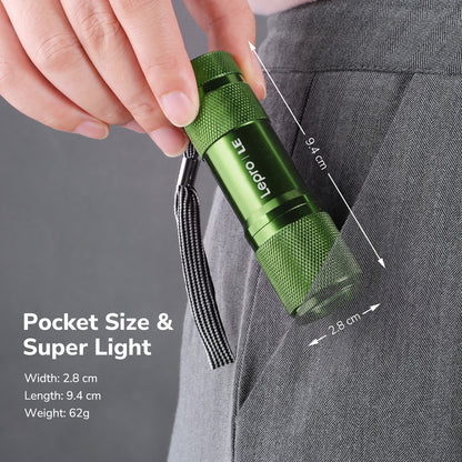 Lepro 365nm UV Flashlight, Small Portable Black Light Detector for Invisible Ink Pens, Dog Cat Pet Urine Stain, AAA Batteries Included