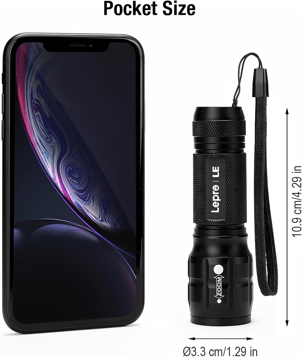 Lepro 2-Packs LED Flash Light LE1000 High Lumens, Mini Multifunction Tactical Flashlight , Zoomable, Waterproof, Adjustable Brightness, for Camping, Outdoor and Emergency Use (AAA Batteries Included)