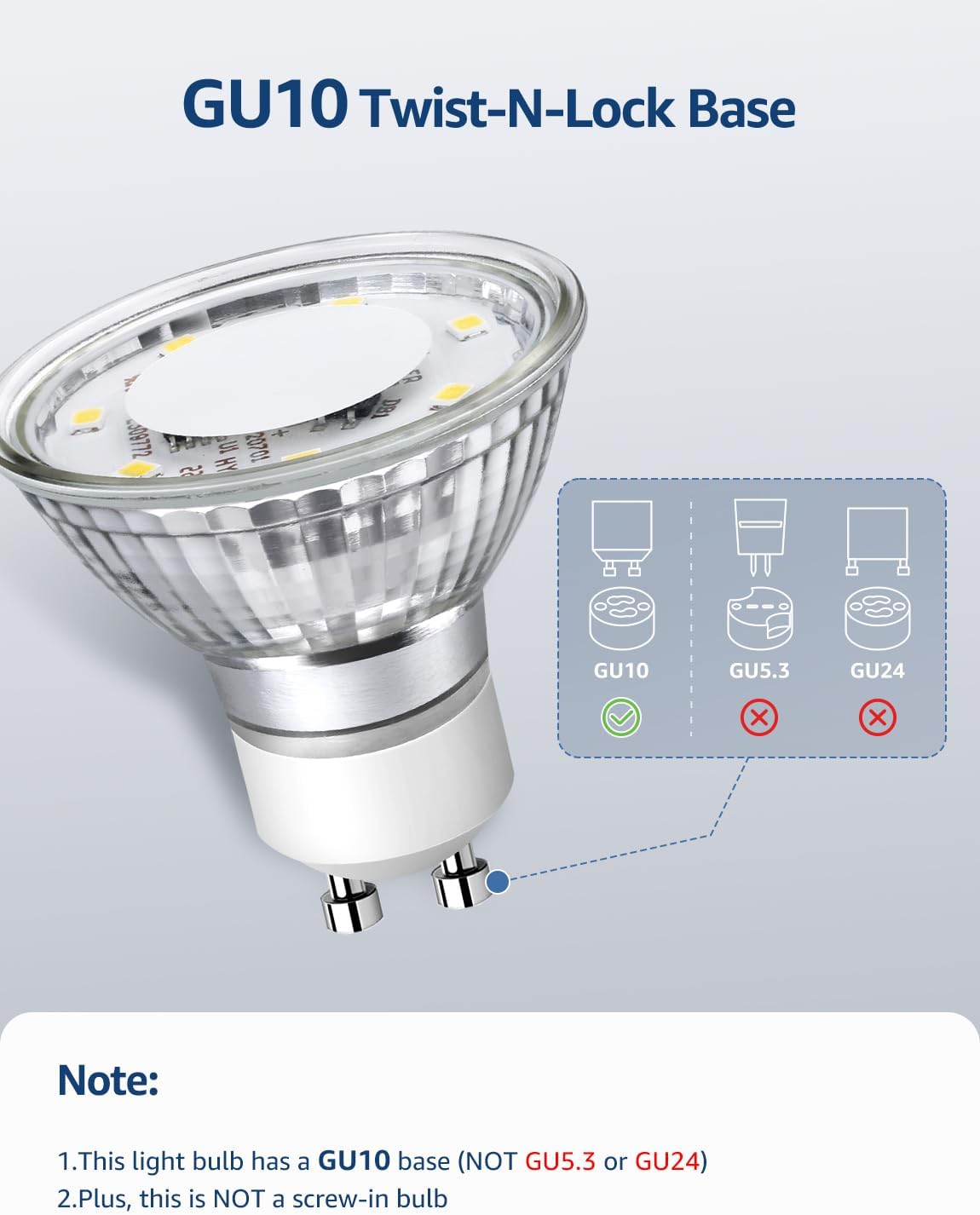 Lepro GU10 LED Light Bulbs, Non-Dimmable, 4W (35W Equivalent), 2700K Warm White, 100° Flood Beam