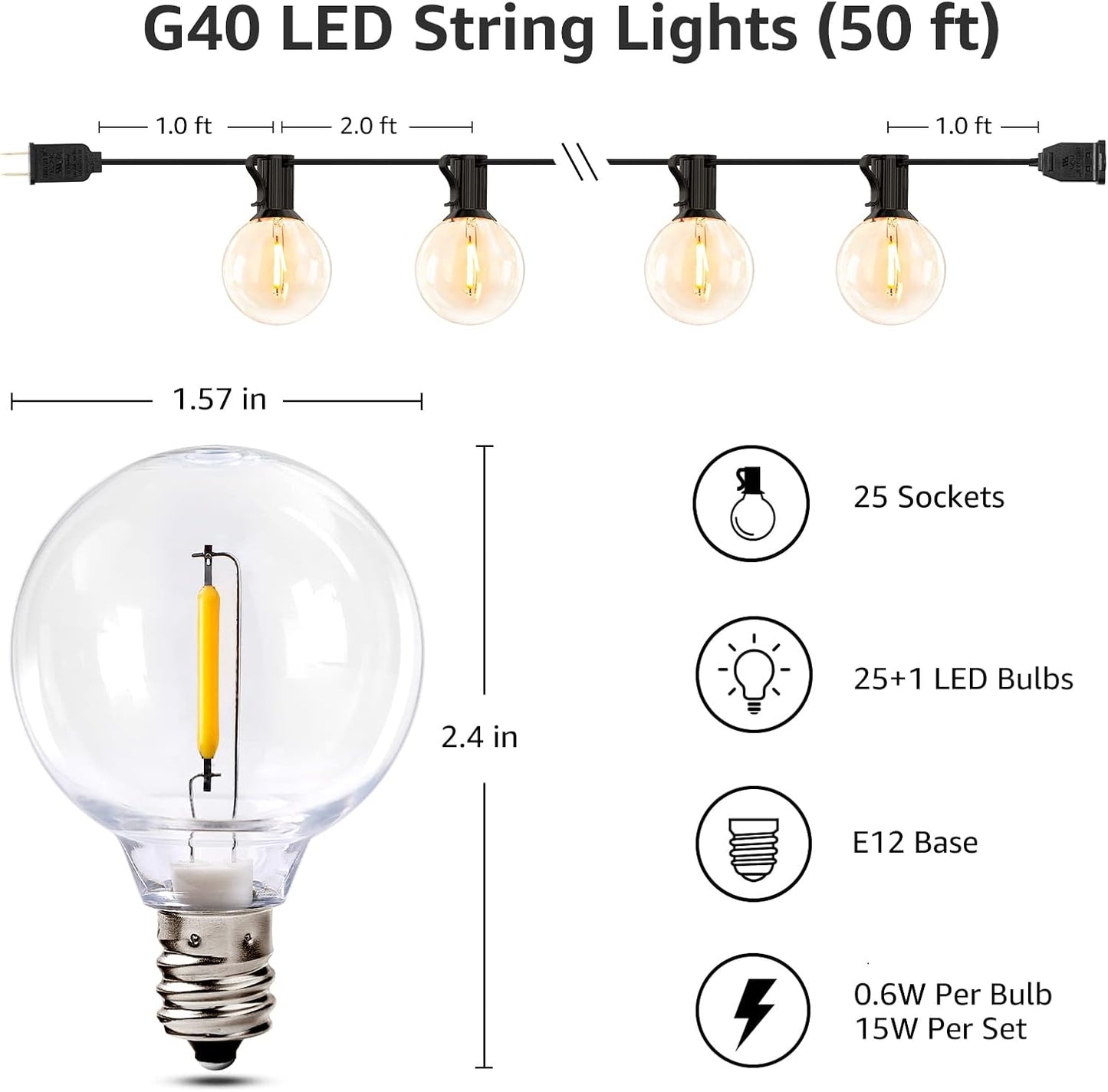 Lepro Outdoor String Lights (50ft)