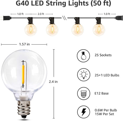 Lepro Outdoor String Lights (50ft)